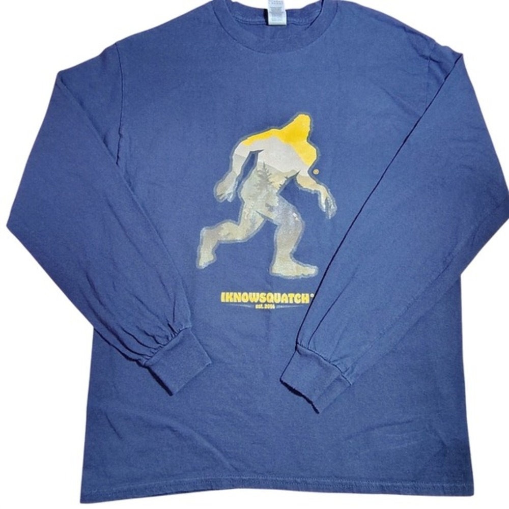 IKNOWSQUATCH‎ Bigfoot Graphic Long Sleeve T Shirt Navy Blue Size M